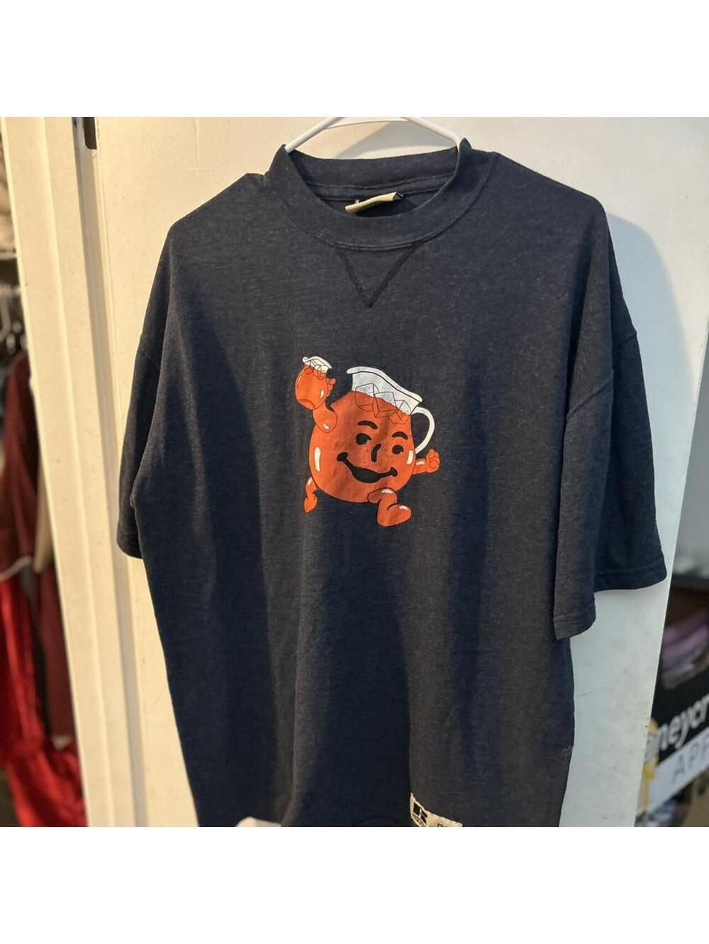 Vintage Russell Pro Cotton Kool-Aid Man orange cartoon character graphic size L
